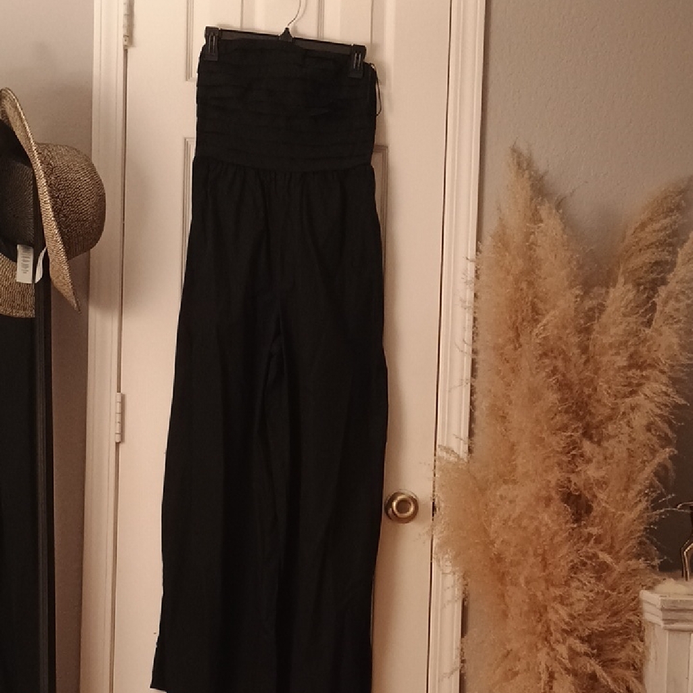 FP Movement by Free People Black Strapless Wide-Leg Jumpsuit
